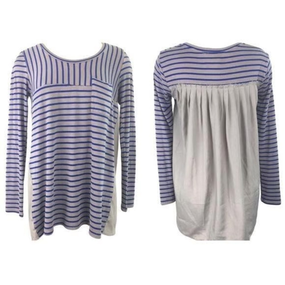 ❤️ BORDEAUX Nordstrom Relaxed Knit Top Striped Tunic Long Sleeve Top Size XS